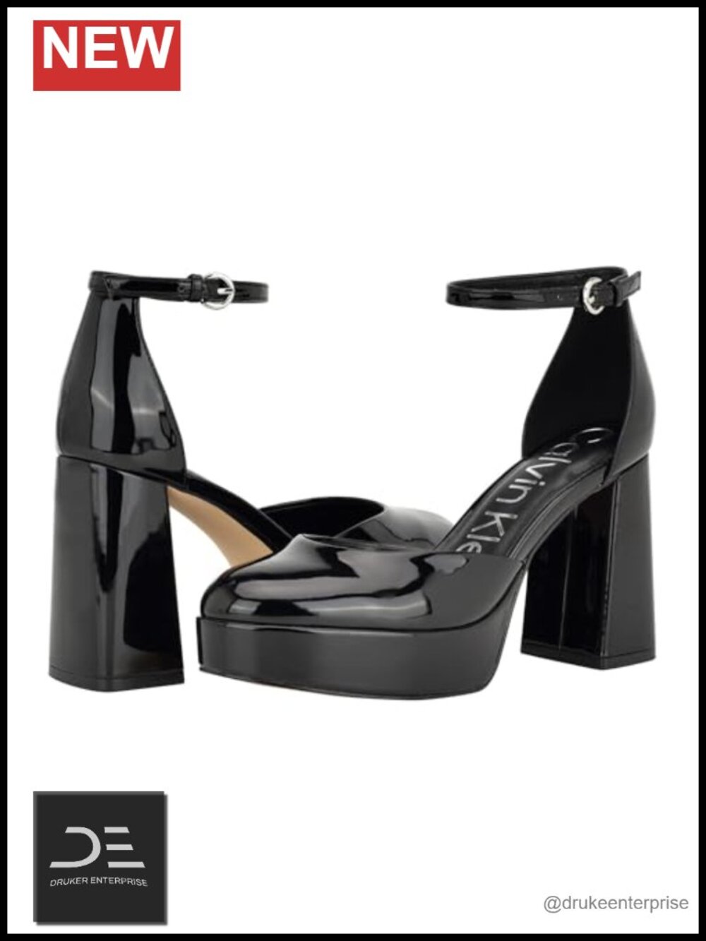 Almond Toe Block Heel Pump with Adjustable Ankle Strap